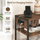Industrial Side Table with USB-C & AC Outlets, 3-Tier by LJGDeals