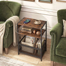Industrial Side Table with Built-In Charging Station by LJGDeals