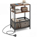 Industrial Side Table with Built-In Charging Station by LJGDeals