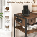 Industrial Side Table with Built-In Charging Station
