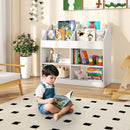 3-Tier Kid's Bookshelf Toy Storage Organizer with Display Rack and 4 Compartments-White by LJGDeals