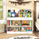 3-Tier Kid's Bookshelf Toy Storage Organizer with Display Rack and 4 Compartments-White by LJGDeals