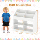 3-Tier Kid's Bookshelf Toy Storage Organizer with Display Rack and 4 Compartments-White by LJGDeals