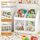 3-Tier Kid's Bookshelf Toy Storage Organizer with Display Rack and 4 Compartments-White