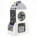3-Tier Kids Bookshelf Rocket Space Theme Toddler Toy Storage Organizer-White by DirectDeals