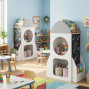 3-Tier Kids Bookshelf Rocket Space Theme Toddler Toy Storage Organizer-White by LJGDeals