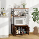3-Tier Kitchen Baker’s Rack with Cabinet and 2 Open Shelves-Brown