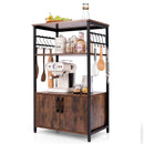 3-Tier Kitchen Baker’s Rack with Cabinet and 2 Open Shelves-Brown by LJGDeals