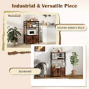 3-Tier Kitchen Baker’s Rack with Cabinet and 2 Open Shelves-Brown by LJGDeals