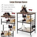 3-Tier Kitchen Utility Industrial Cart with Storage-Brown by LJGDeals