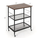 3-Tier Kitchen Utility Industrial Cart with Storage-Brown by DirectDeals