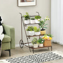 3-Tier Metal Plant Stand with Wheels and Handle for Balcony by LJGDeals