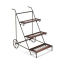 3-Tier Metal Plant Stand with Wheels and Handle for Balcony by LJGDeals