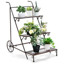 3-Tier Metal Plant Stand with Wheels and Handle for Balcony by LJGDeals