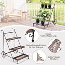 3-Tier Metal Plant Stand with Wheels and Handle for Balcony by LJGDeals