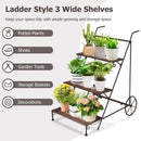 3-Tier Metal Plant Stand with Wheels and Handle for Balcony by LJGDeals