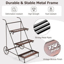 3-Tier Metal Plant Stand with Wheels and Handle for Balcony by LJGDeals
