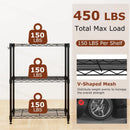 3-Tier Metal Storage Shelving Unit with V-Shaped Wire Rack and 450 LBS Capacity-Black by LJGDeals