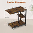 3-Tier Mobile Couch Side Table with Tiltable Tabletop