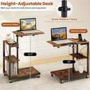 3-Tier Mobile Couch Side Table with Tiltable Tabletop