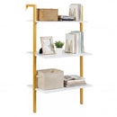 3-Tier Modern Wall Mounted Shelves Wooden Floating Shelving Unit Metal Ladder Bookshelf by DirectDeals