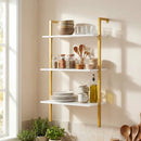 3-Tier Modern Wall Mounted Shelves Wooden Floating Shelving Unit Metal Ladder Bookshelf by LJGDeals