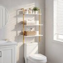 3-Tier Modern Wall Mounted Shelves Wooden Floating Shelving Unit Metal Ladder Bookshelf by DirectDeals