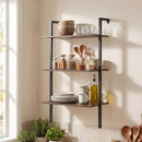3-Tier Wall Mounted Ladder Bookshelf - Rustic Brown by LJGDeals