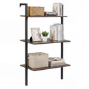 3-Tier Wall Mounted Ladder Bookshelf - Rustic Brown by DirectDeals