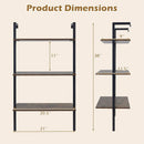 3-Tier Wall Mounted Ladder Bookshelf - Rustic Brown by LJGDeals
