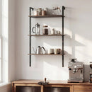 3-Tier Wall Mounted Ladder Bookshelf - Rustic Brown by LJGDeals