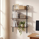 3-Tier Wall Mounted Ladder Bookshelf - Rustic Brown by LJGDeals