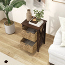 3/4-Tier Nightstand with 2 Seagrass Baskets Narrow X-Design-3 by LJGDeals