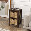 3/4-Tier Nightstand with 2 Seagrass Baskets Narrow X-Design-3 by LJGDeals