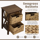 3/4-Tier Nightstand with 2 Seagrass Baskets Narrow X-Design-3 by LJGDeals