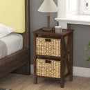 3/4-Tier Nightstand with 2 Seagrass Baskets Narrow X-Design-3 by LJGDeals