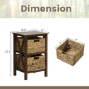 3/4-Tier Nightstand with 2 Seagrass Baskets Narrow X-Design-3 by LJGDeals