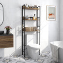 3-Tier Over-the-Toilet Storage Rack with 3 Hooks-Rustic Brown by LJGDeals