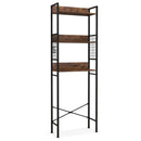 3-Tier Over-the-Toilet Storage Rack with 3 Hooks-Rustic Brown by LJGDeals