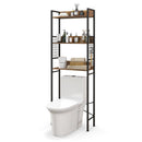 3-Tier Over-the-Toilet Storage Rack with 3 Hooks-Rustic Brown