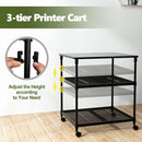 3 Tier Printer Stand Rolling Fax Cart with Adjustable Shelf and Swivel Wheels by DirectDeals