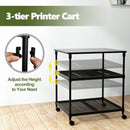 3 Tier Printer Stand Rolling Fax Cart with Adjustable Shelf and Swivel Wheels by LJGDeals