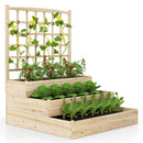 3-Tier Raised Garden Bed with Lattice Trellis and Open-Ended Base-Natural by LJGDeals