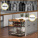 3-Tier Rolling Bar Cart with Removable Tray and Wine Rack-Rustic Brown by LJGDeals