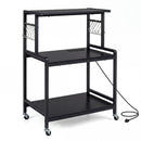 3-Tier Rolling Microwave Cart with Power Outlet and Hooks by LJGDeals