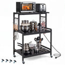 3-Tier Rolling Microwave Cart with Power Outlet and Hooks by LJGDeals