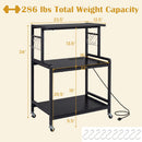 3-Tier Rolling Microwave Cart with Power Outlet and Hooks by LJGDeals