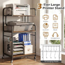 3-Tier Rolling Printer Stand Home Office Large Printer Cart with Storage Shelves by LJGDeals
