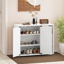 3-Tier Shoe Cabinet with Doors with Adjustable Open Shelves for Entryway by LJGDeals