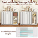 3-Tier Shoe Cabinet with Doors with Adjustable Open Shelves for Entryway by LJGDeals